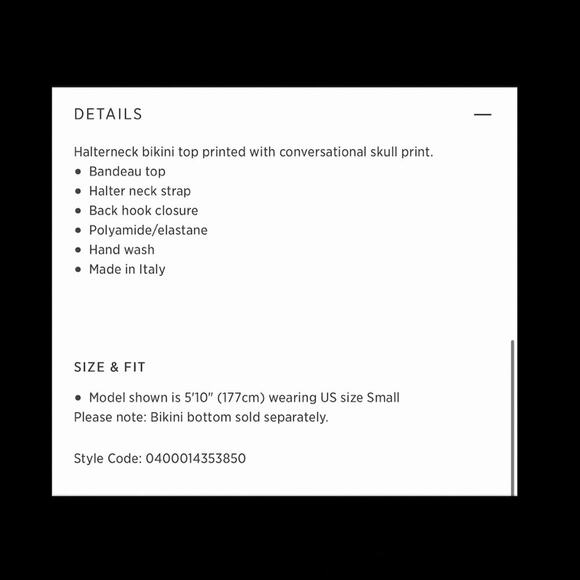 Zadig & Voltaire Bandeau Skull Bikini. - Picture 4 of 12